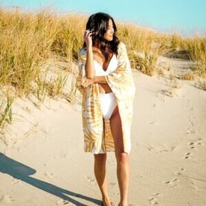 Maison Du Soir Magnolia Luxe Robe Swim Coverup Yellow M L